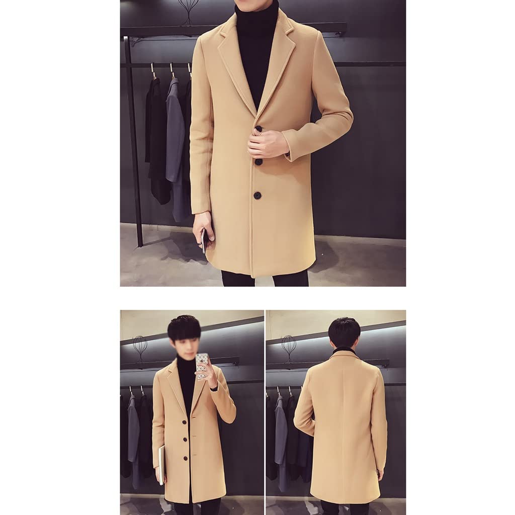 GDDZA メンズウール＆ブレンドメンズカジュアルビジネストレンチコート